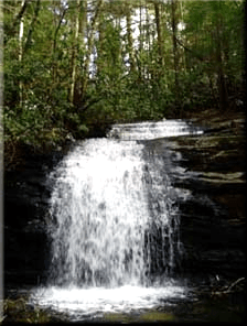 A waterfall on a hiking trail near Blue Ridge